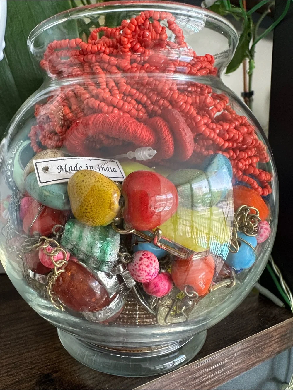 Colorful Jewelry Jar Boho Indian Style Earrings Bracelets Necklaces Rings Beads